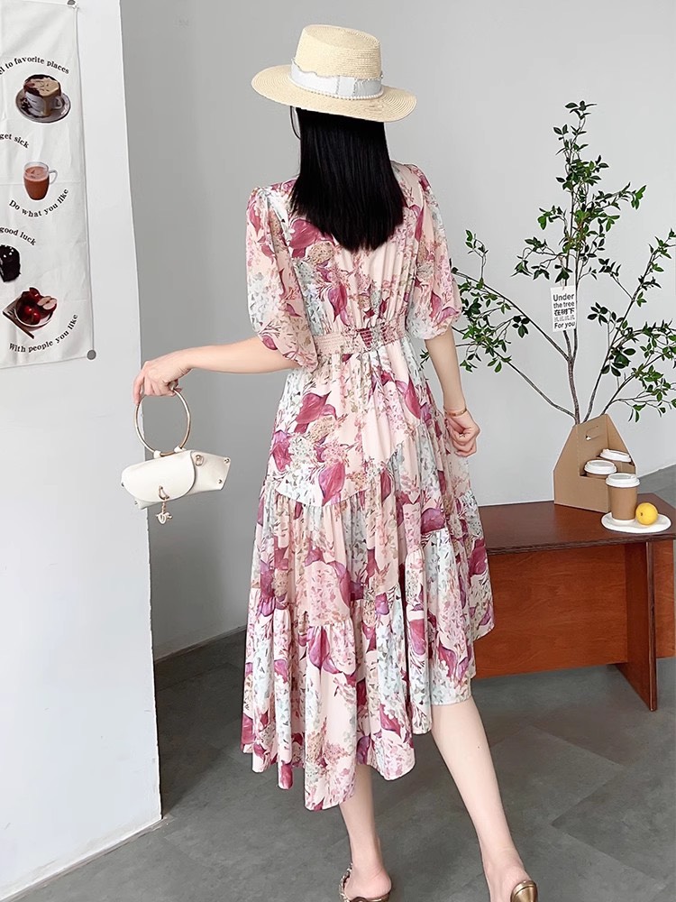 ĐẦM MAXI HOA CỔ V CAO CẤP D35